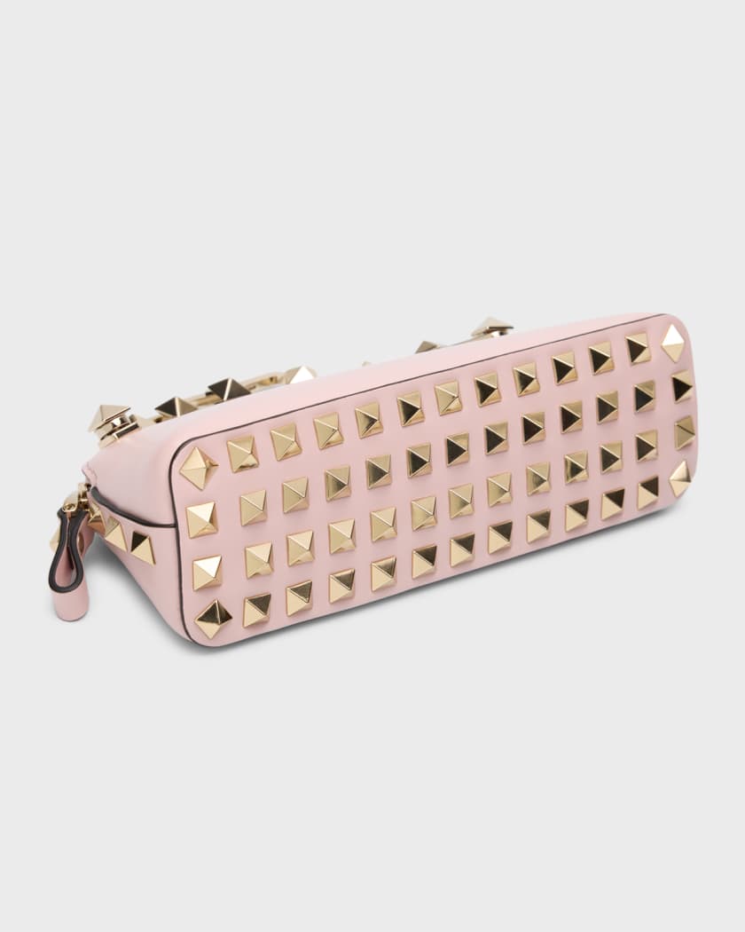 Valentino Rockstud Spike Medium Bags In Silver Metallic Lambskin On Sale