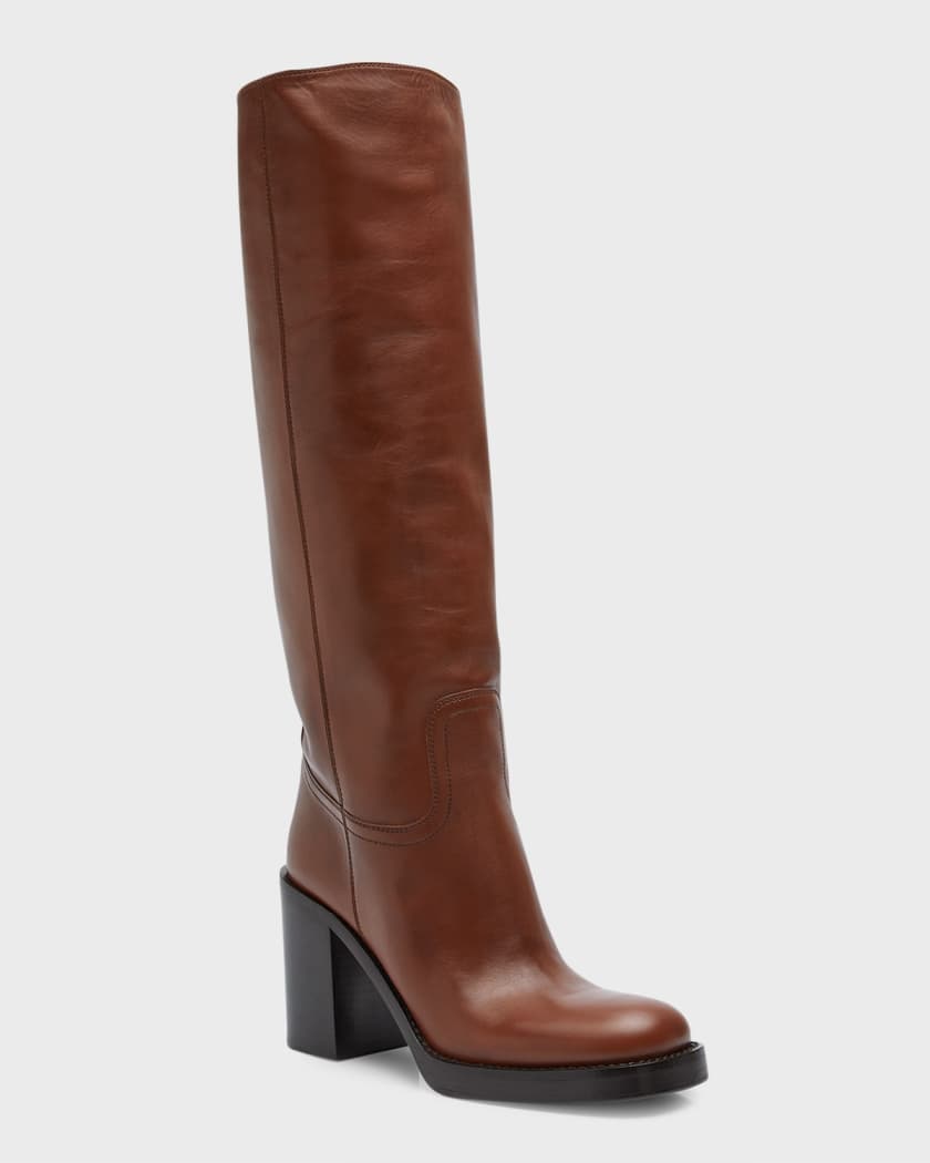 Leather Heeled Knee Boots