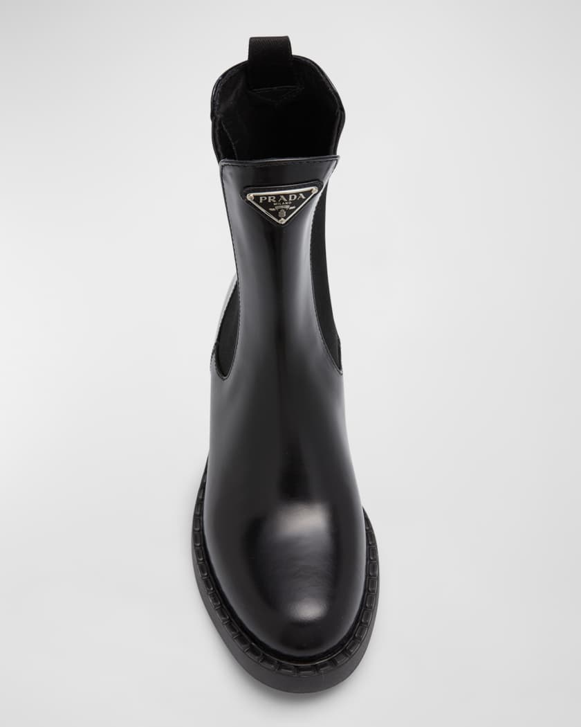 Prada Chocolate Leather Chelsea Boots Neiman Marcus