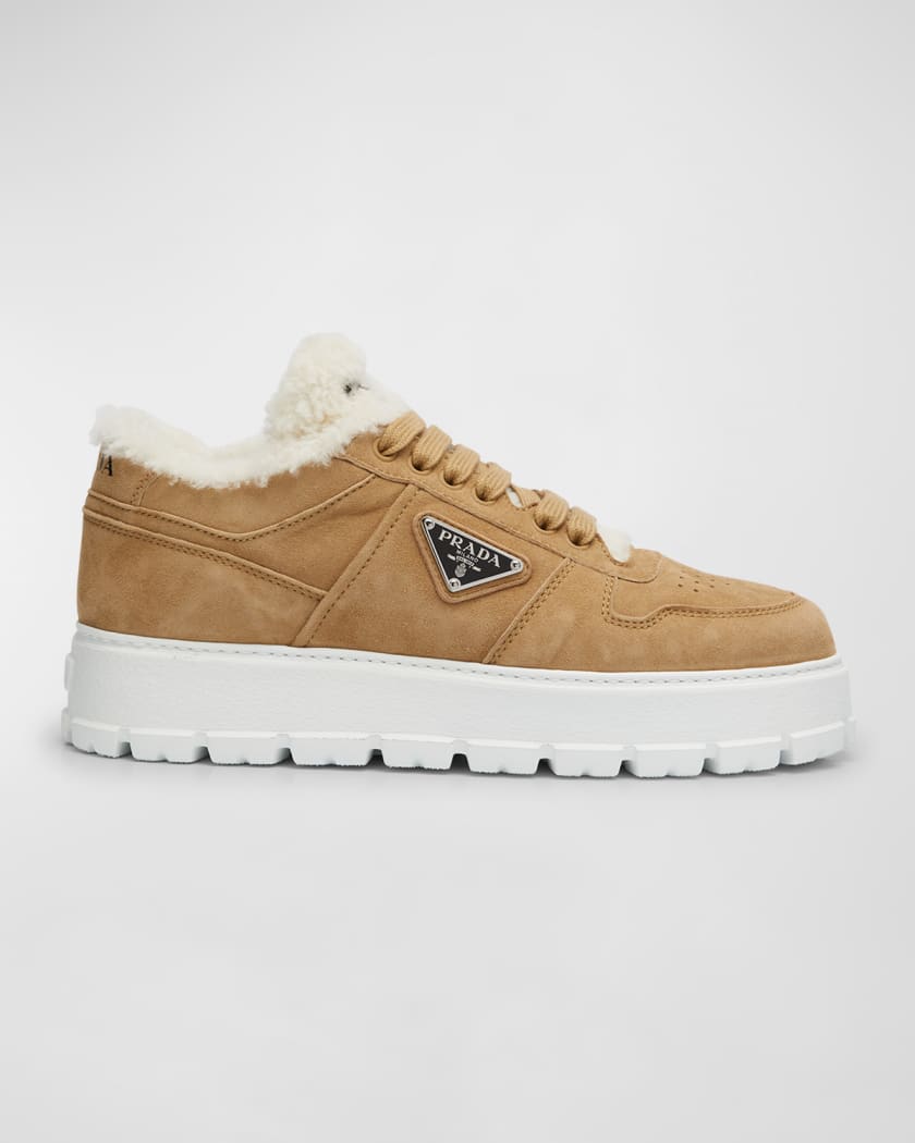 Prada Women's Shearling Platform Sneakers