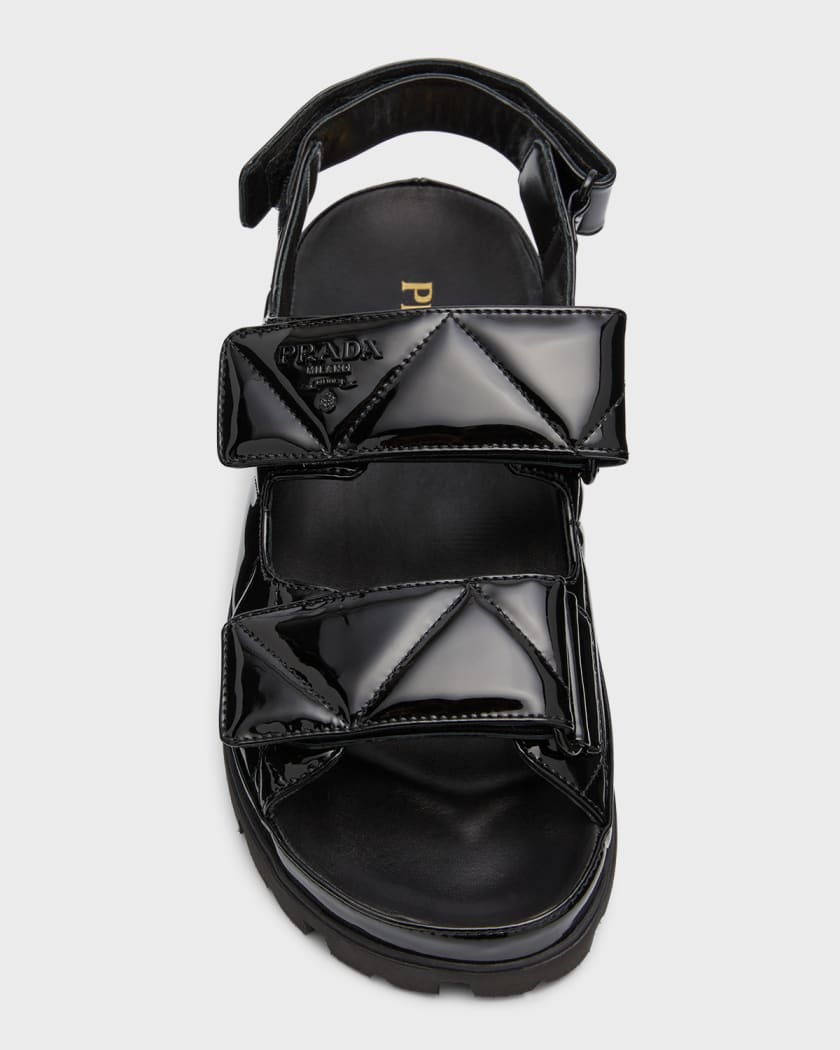 Black Shearling-lined quilted-leather sandals