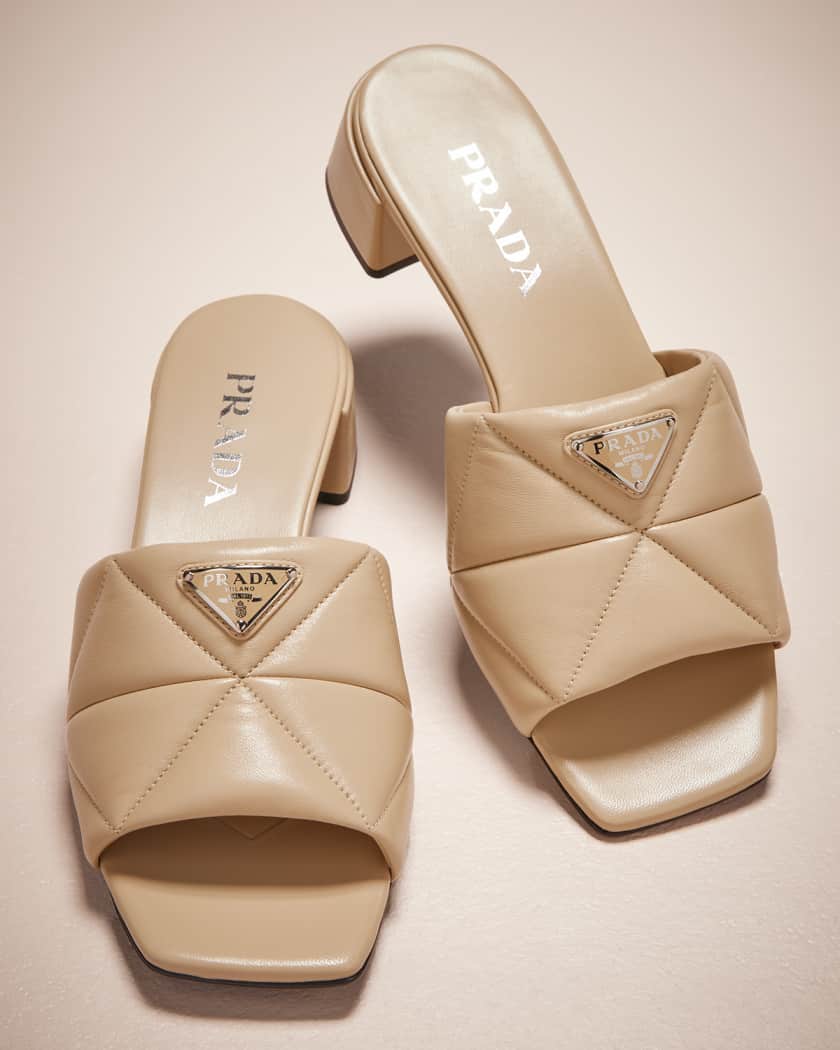 Quilted Leather Slide Sandals