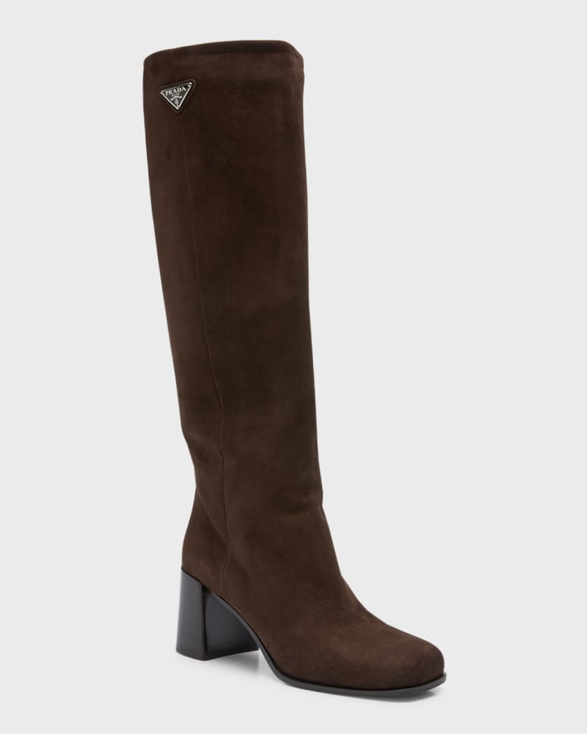 Prada suede knee high boots on sale