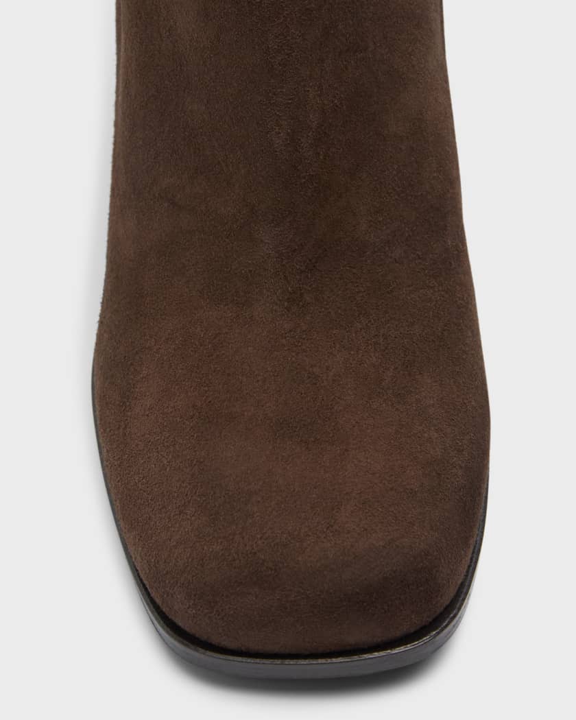Suede Block-Heel Knee Boots