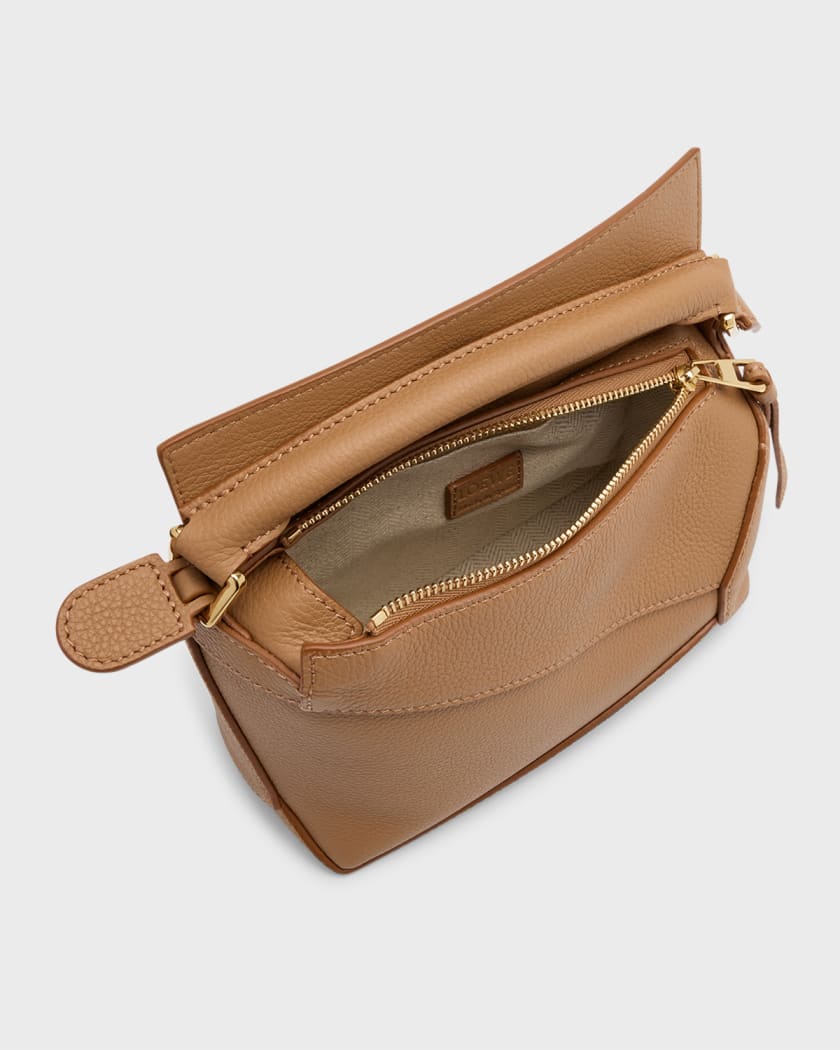 Puzzle Edge Mini Top-Handle Bag in Grained Leather