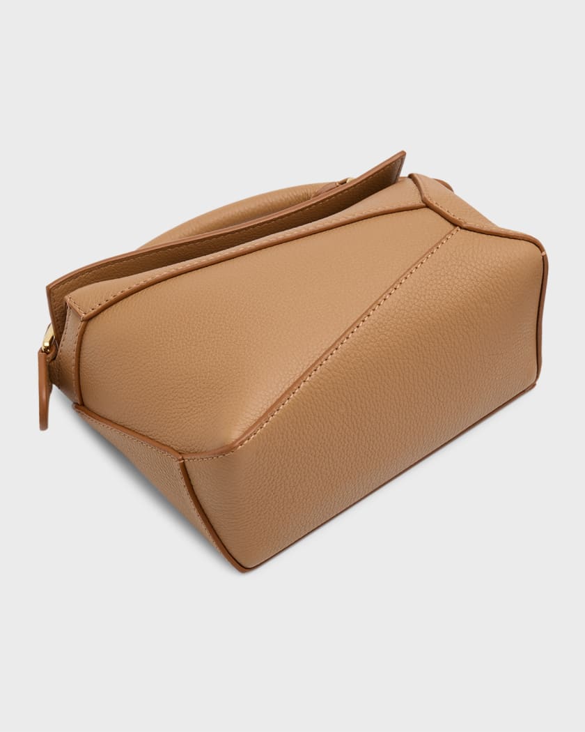 Puzzle Edge Mini Top-Handle Bag in Grained Leather