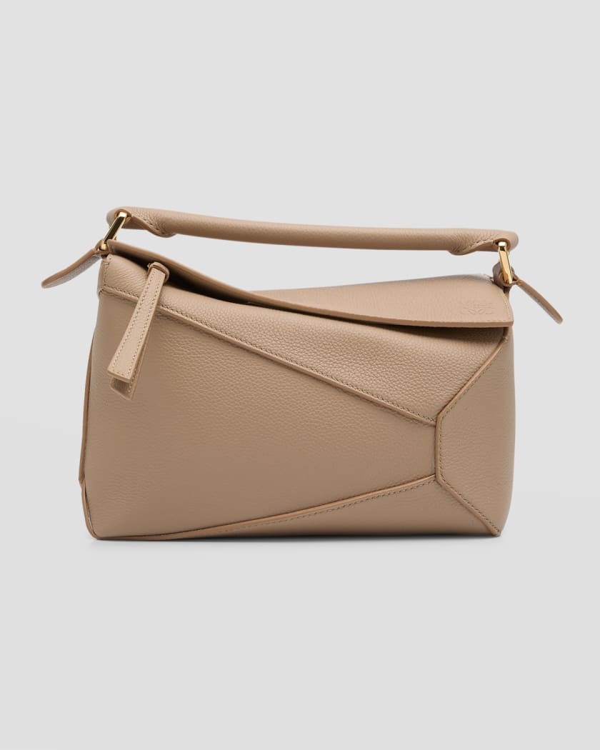 Puzzle Small Leather Shoulder Bag in Beige - Loewe