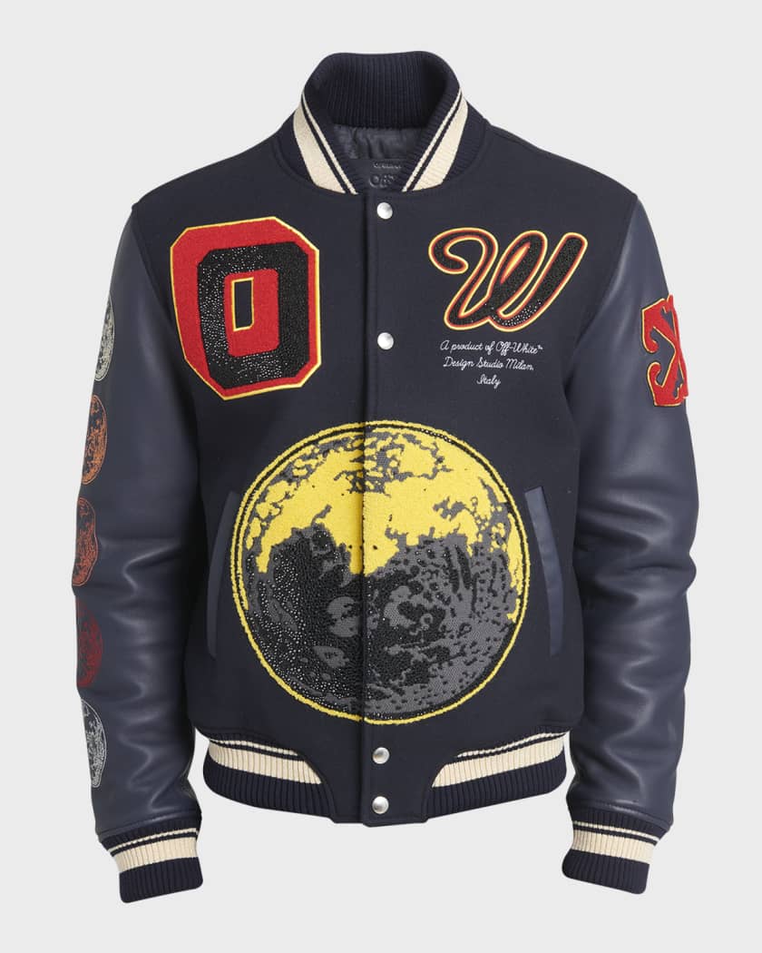 Off White Off-white Virgil Abloh Crop Tapestry Denim Jacket Blue