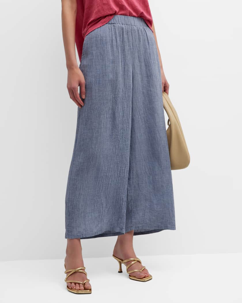 Eileen Fisher Cropped Wide Leg Organic Linen Pants Neiman Marcus