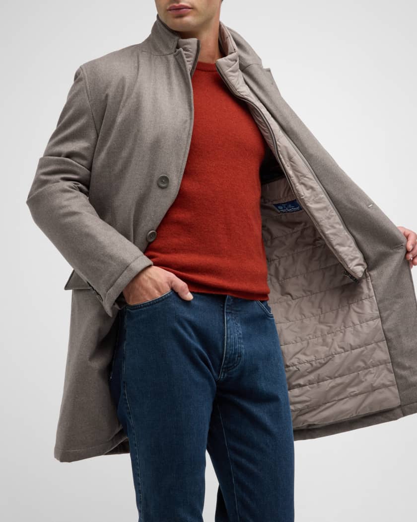 Men s Wool Cashmere Topcoat with Bib