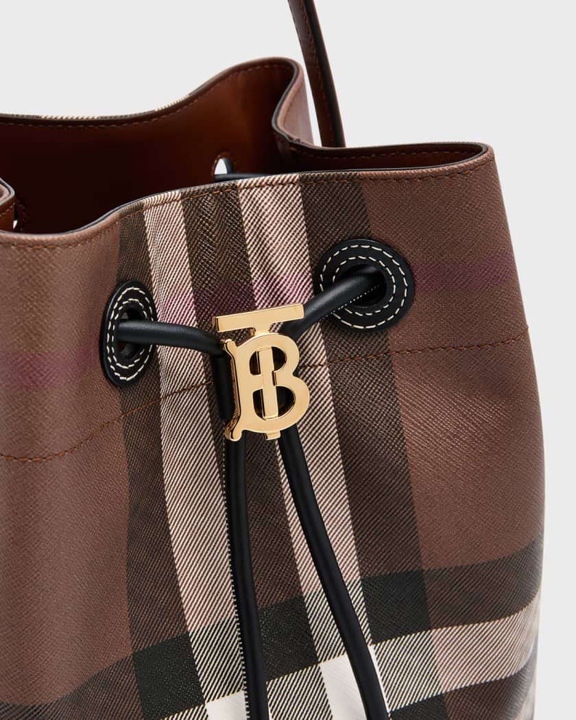 Burberry brown Leather Check TB Monogram Bucket Bag