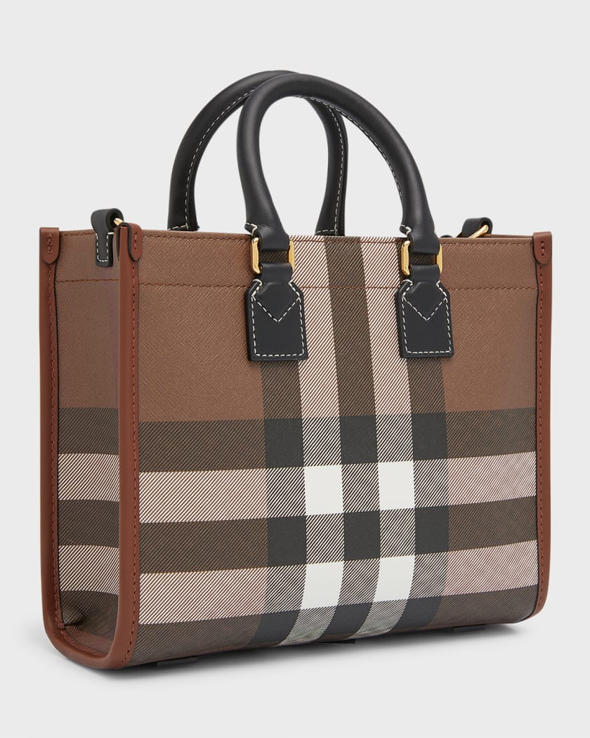 Burberry Mini Freya Check E-Canvas Tote