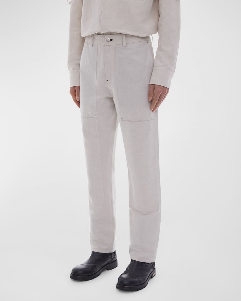 Helmut Lang Men's Cotton-Linen Twill Carpenter Pants | Neiman Marcus