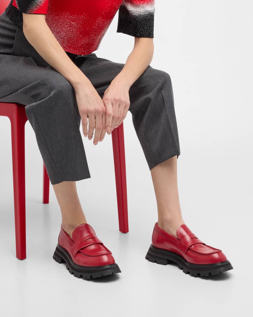 Alexander McQueen Wander Calfskin Penny Loafers Neiman Marcus