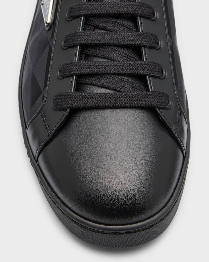 Prada Men s Nylon Triangle Logo Low Top Sneakers Neiman Marcus