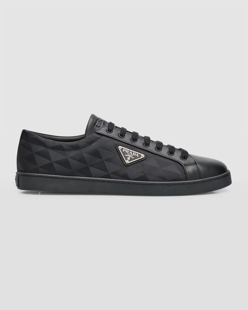 Prada Men's Re-Nylon Triangle Logo Low-Top Sneakers