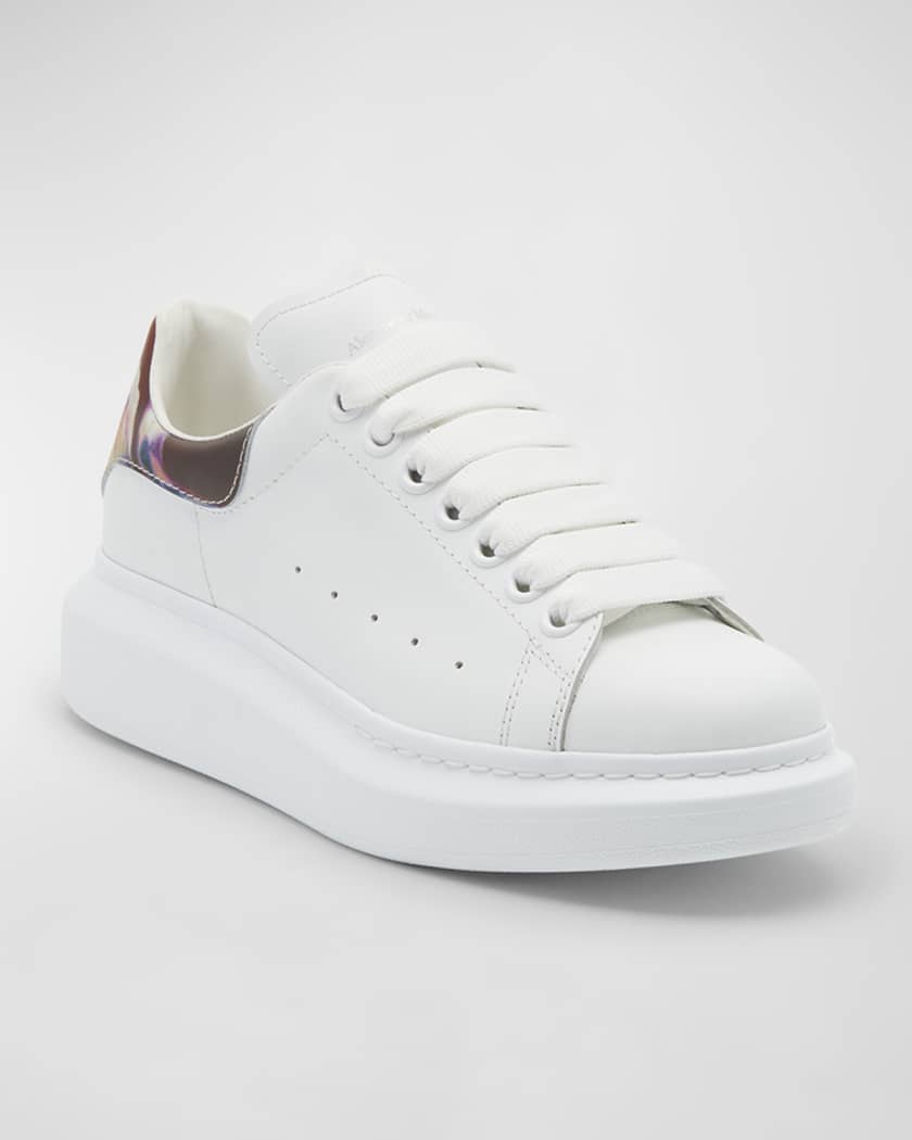 Alexander McQueen Women's Oversized Leather Low-top Sneakers - White Multi - Size 10