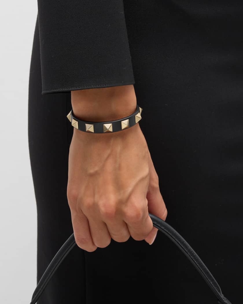 Rockstud leather bracelet on sale