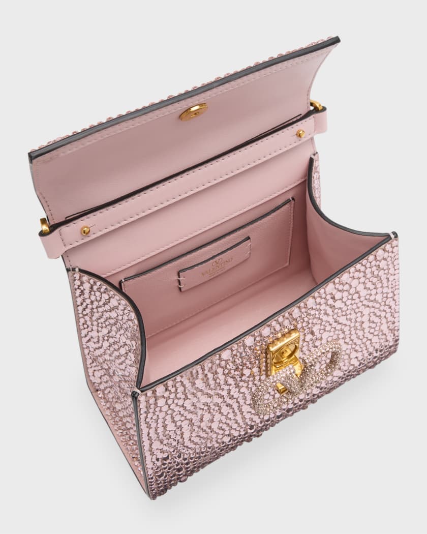 Valentino Mini VSling Crystal Metallic Top-Handle Bag