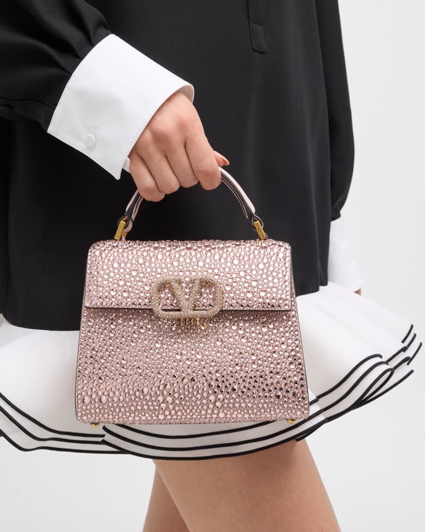 Valentino Garavani Pink Vsling Crystal Embellished Leather Mini Bag