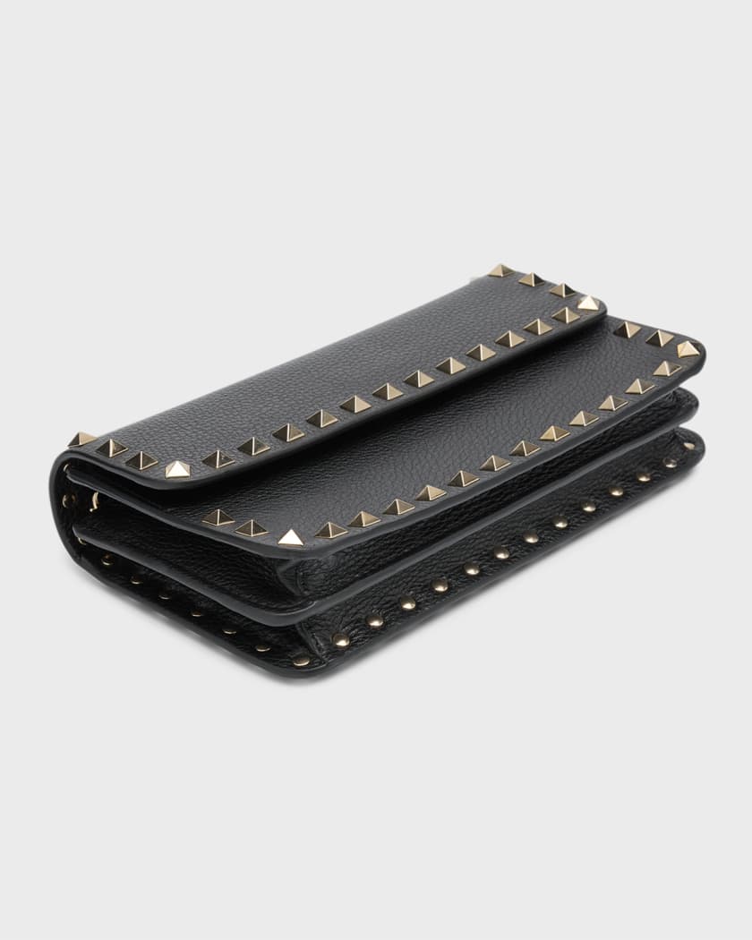 Rockstud leather continental wallet on chain clearance