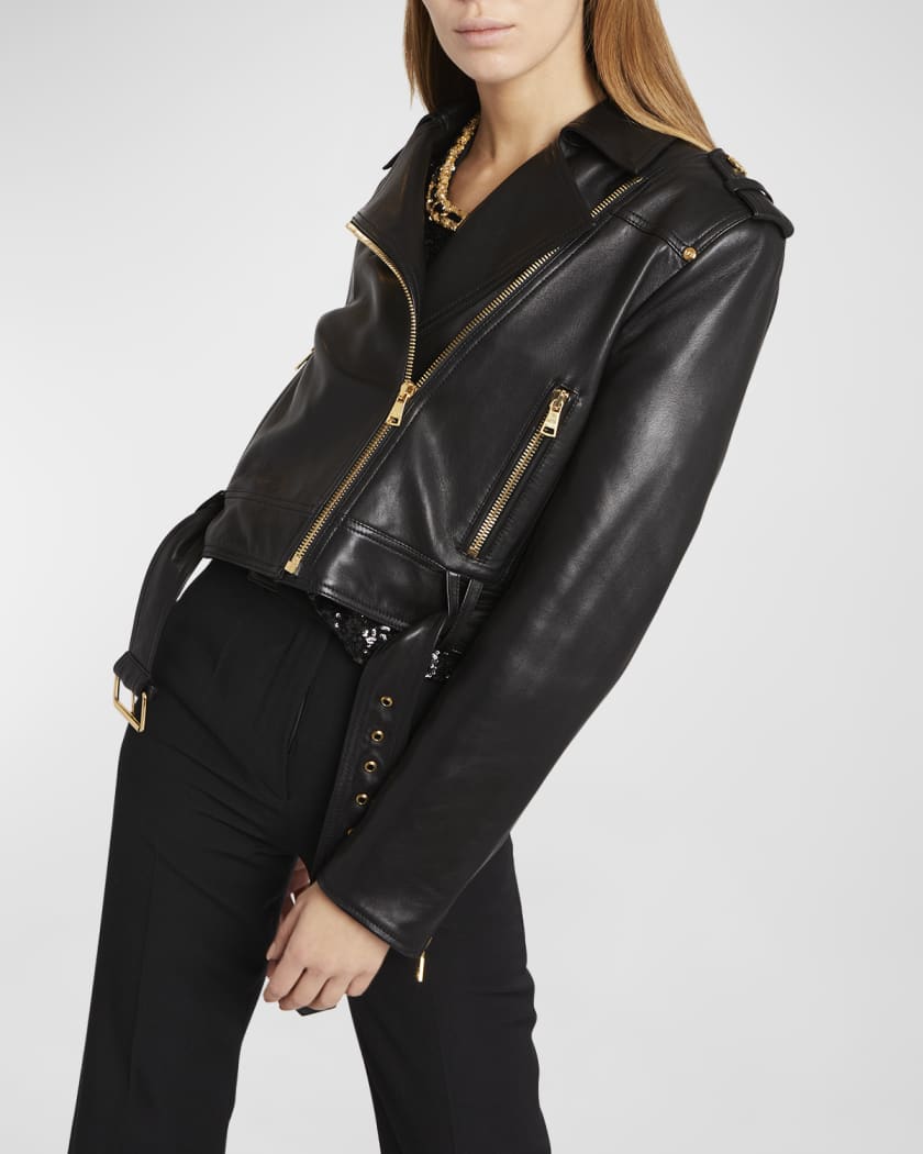 Balmain - Patent Leather and Faux Fur Jacket