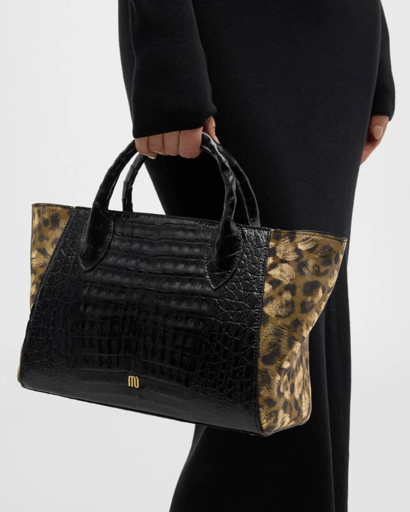 Crocodile Pattern Gradient Large Capacity Tote Bag, Leather