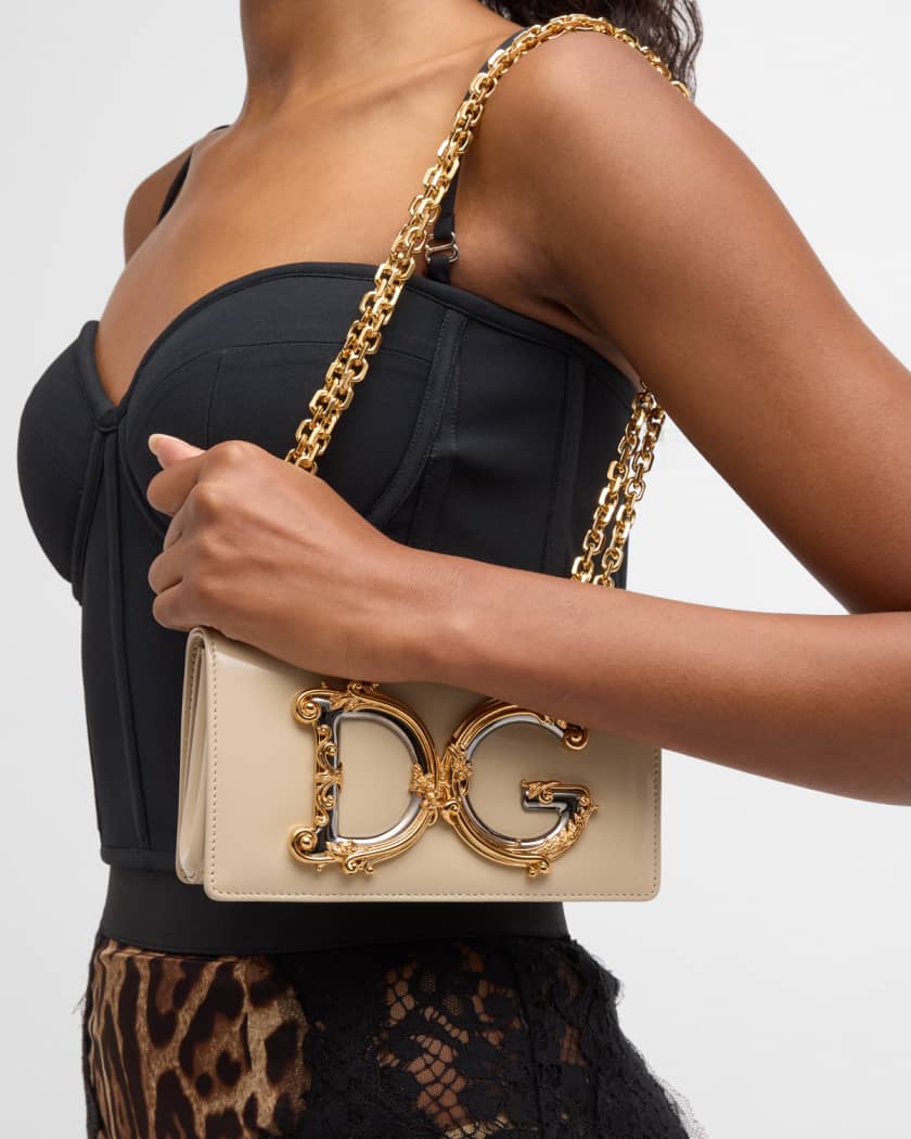 Dolce&Gabbana DG Girls Flap Leather Chain Crossbody Bag, Cappacino, Women's