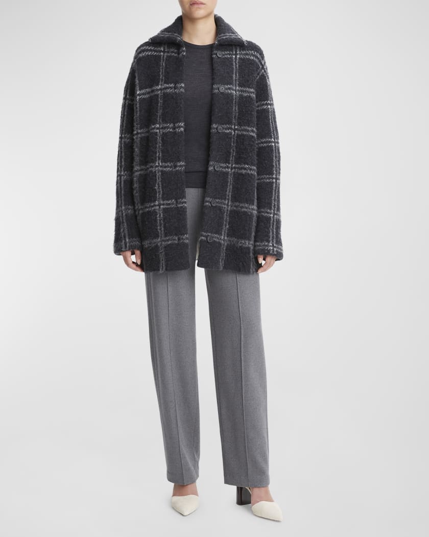 Vince brushed plaid long coat discount