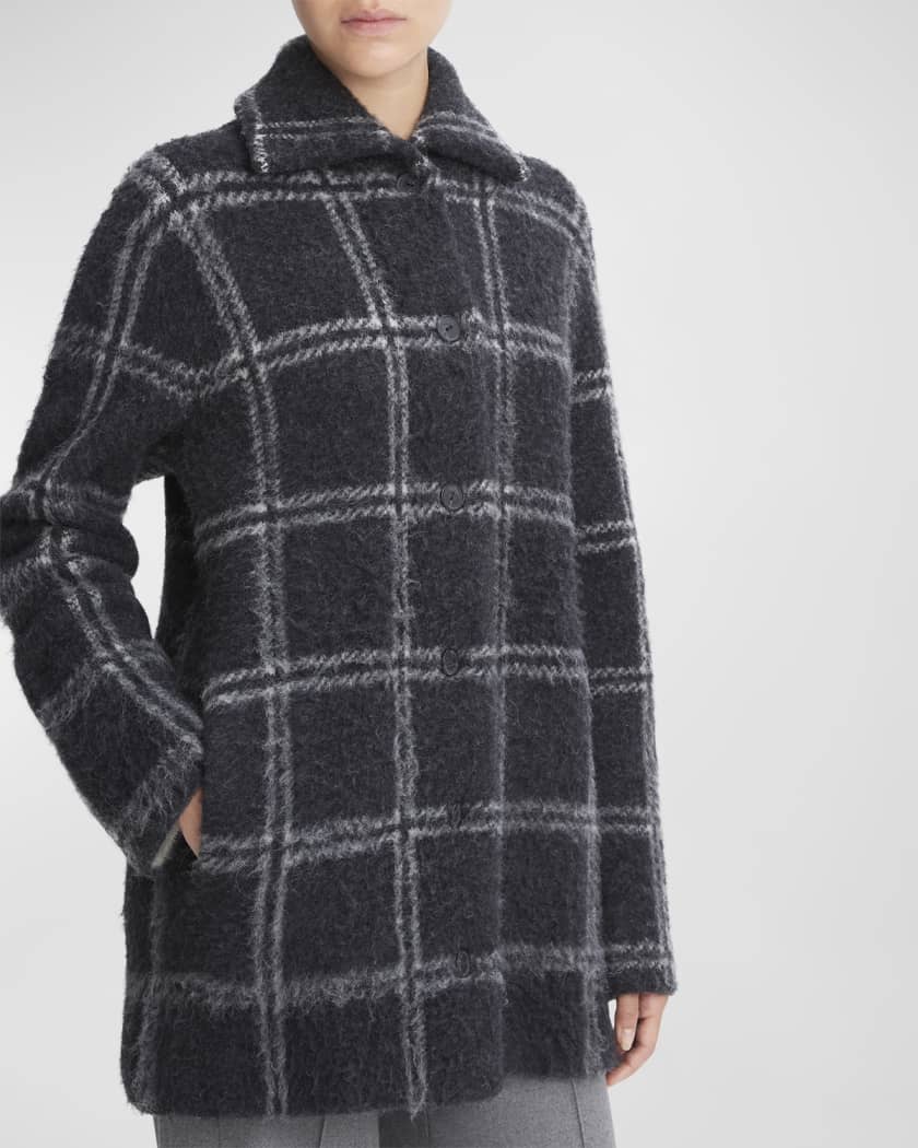 Vince brushed plaid coat on sale