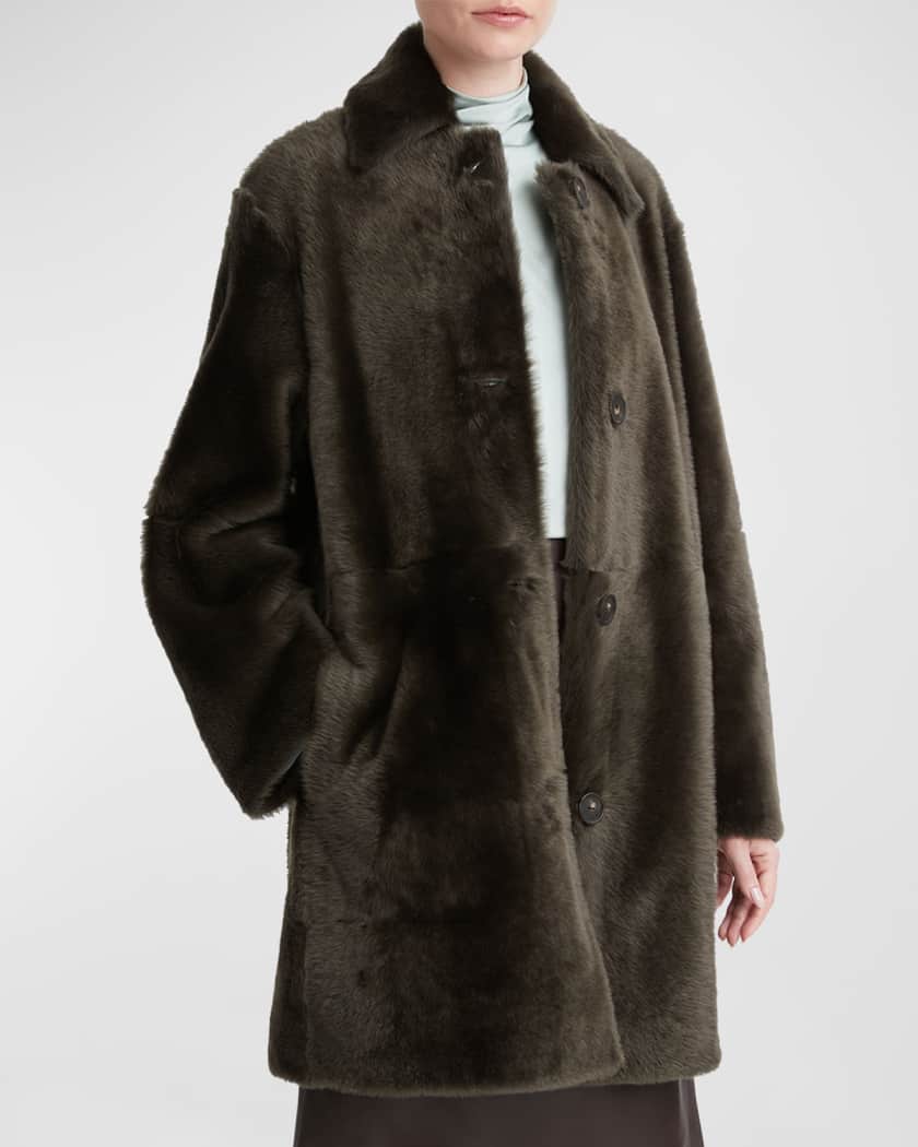 Vince reversible shawl collar shearling coat hot sale