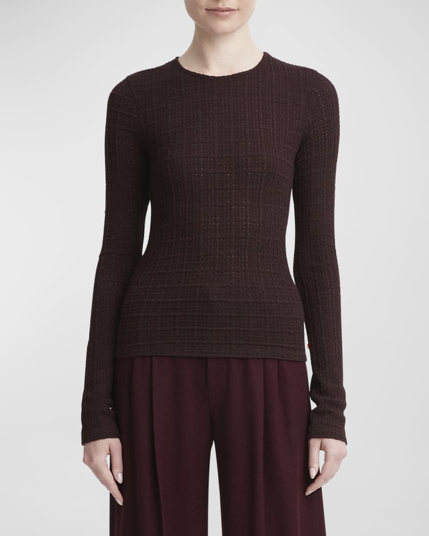 Vince Plaid Jacquard Long Sleeve Crewneck Sweater Neiman Marcus