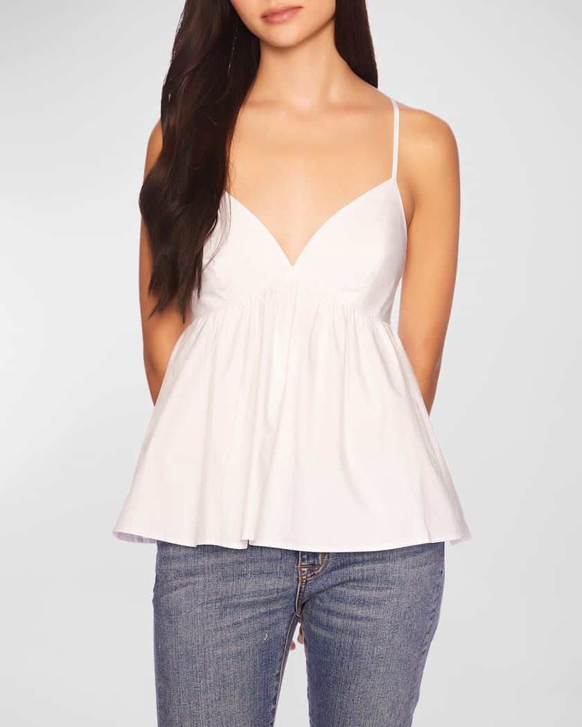 Poplin Empire Waist Peplum Top