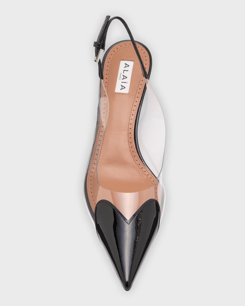 Plexi Heart Toe Slingback Pumps