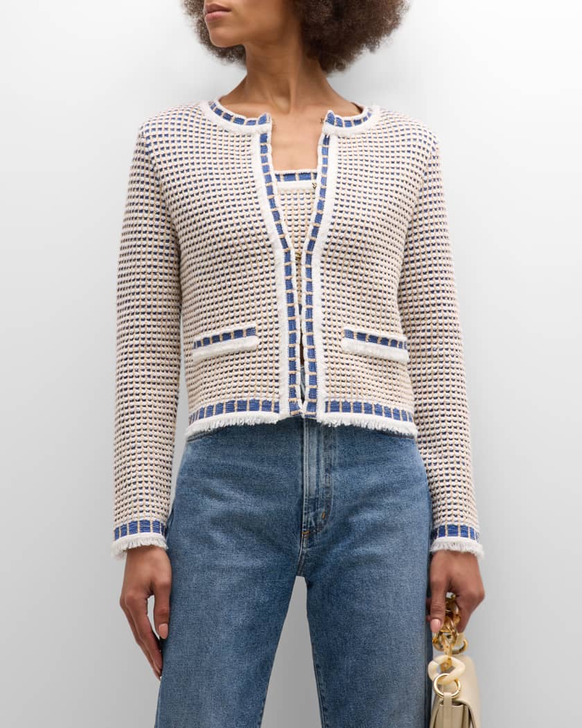 Santorelli Estela Snap-Front Tweed Jacket
