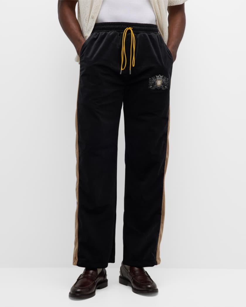 Men's Velvet Crest Side-Stripe Track Pants