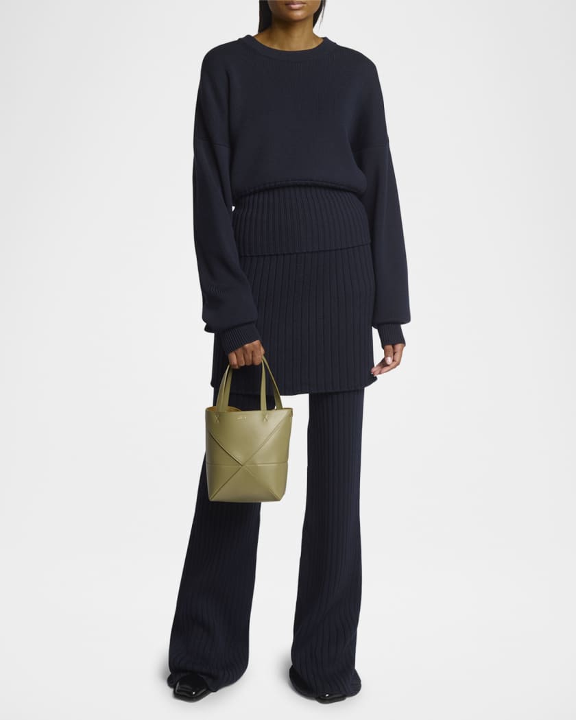 Puzzle Fold Mini Tote Bag in Shiny Leather