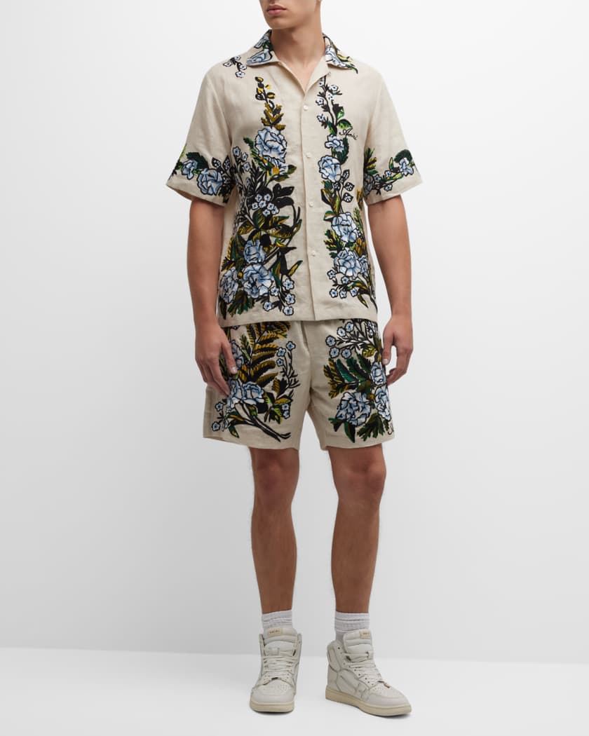 Embroidered Cotton Bowling Shirt in White - Valentino