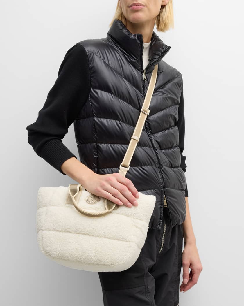 Cream Leather-Look Quilted Puffer Tote Bag