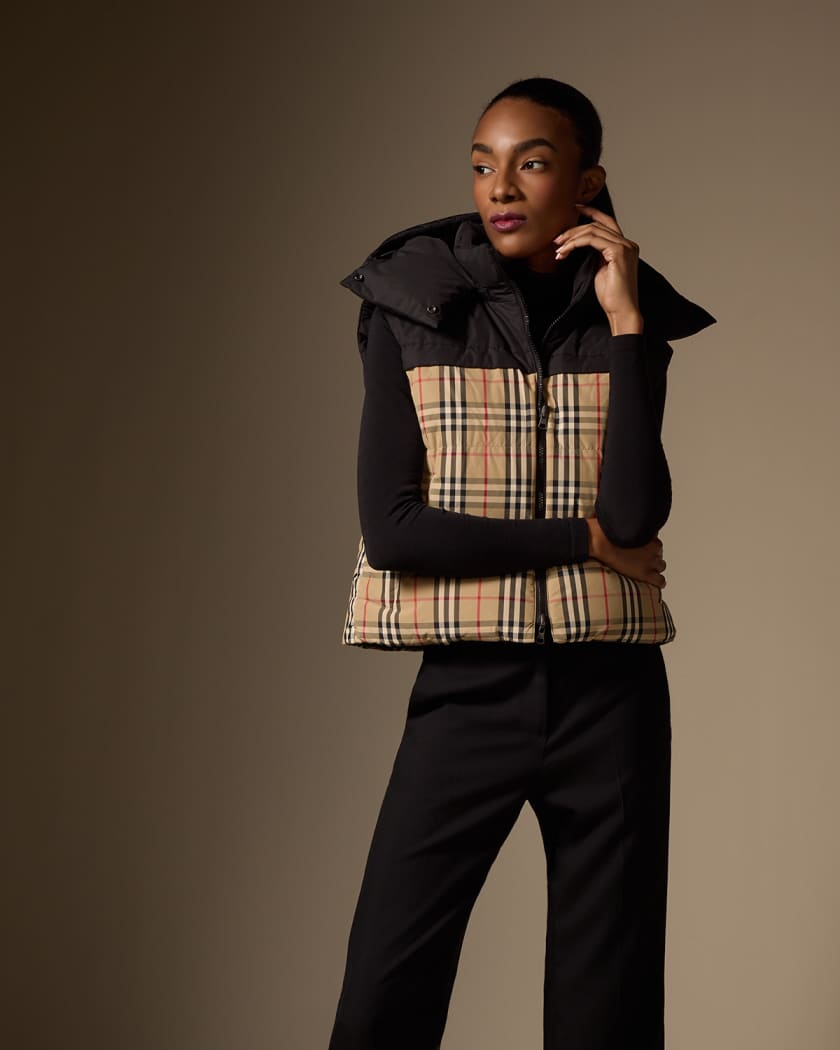 Burberry Coles Reversible Check Hooded Puffer Vest Neiman Marcus