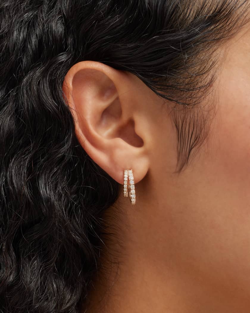 Double hoop huggie earrings on sale