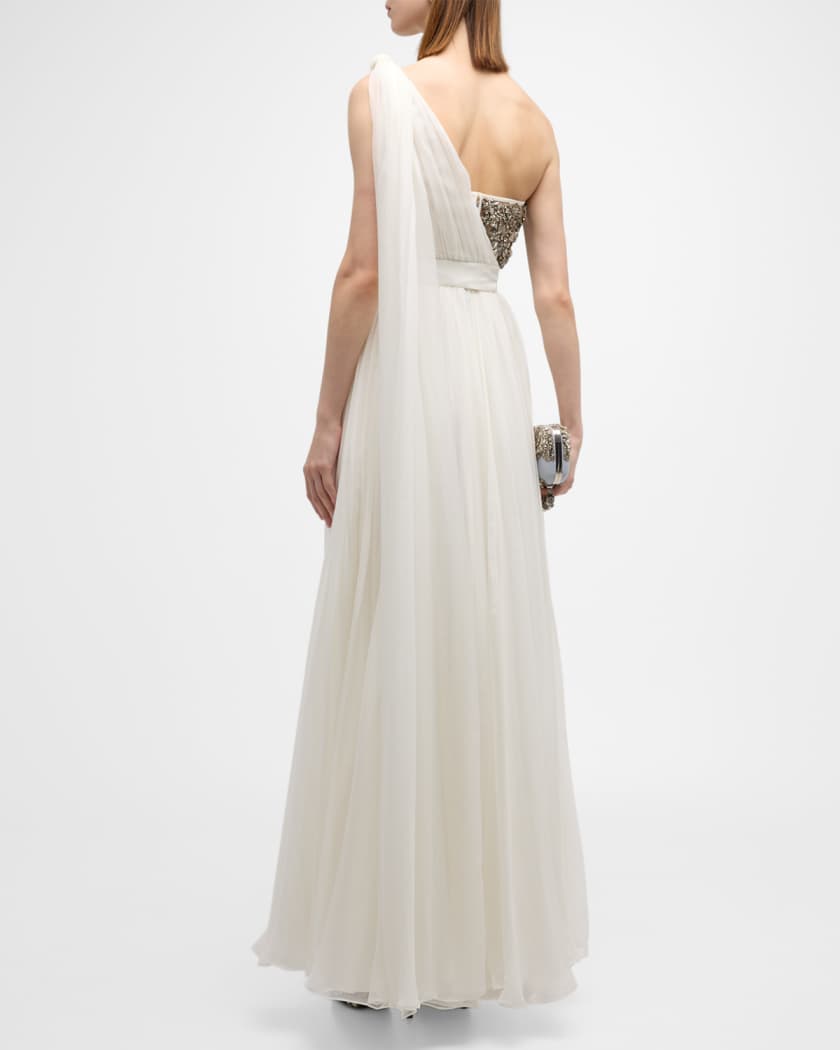 Embellished chiffon gown sale