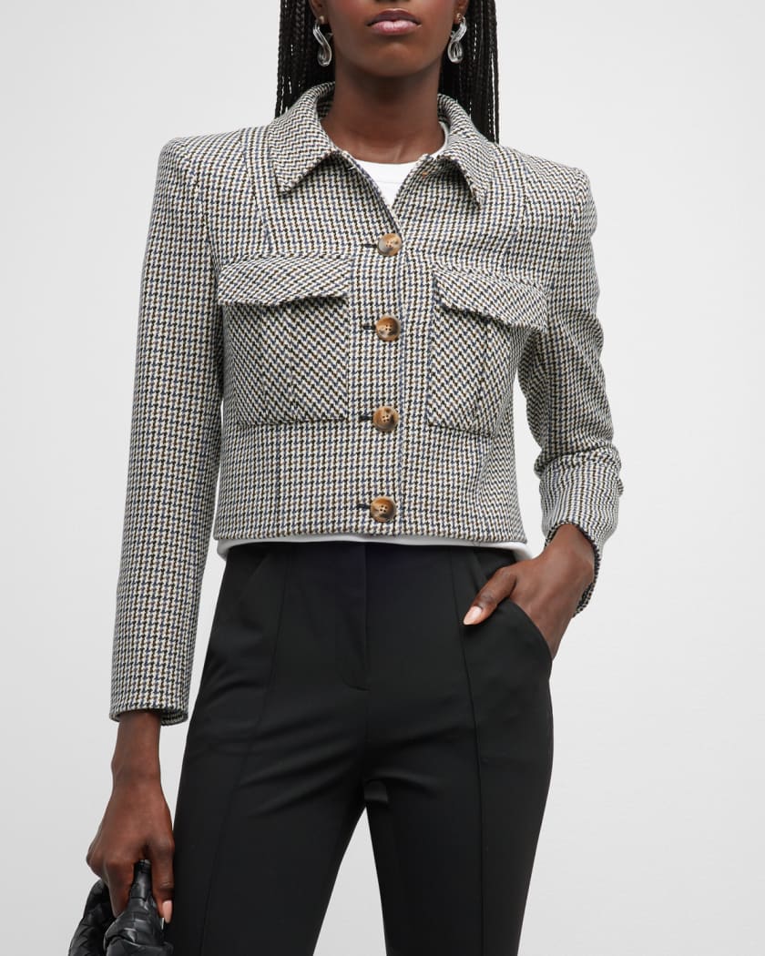 Veronica Beard Fulham Houndstooth Cropped Jacket