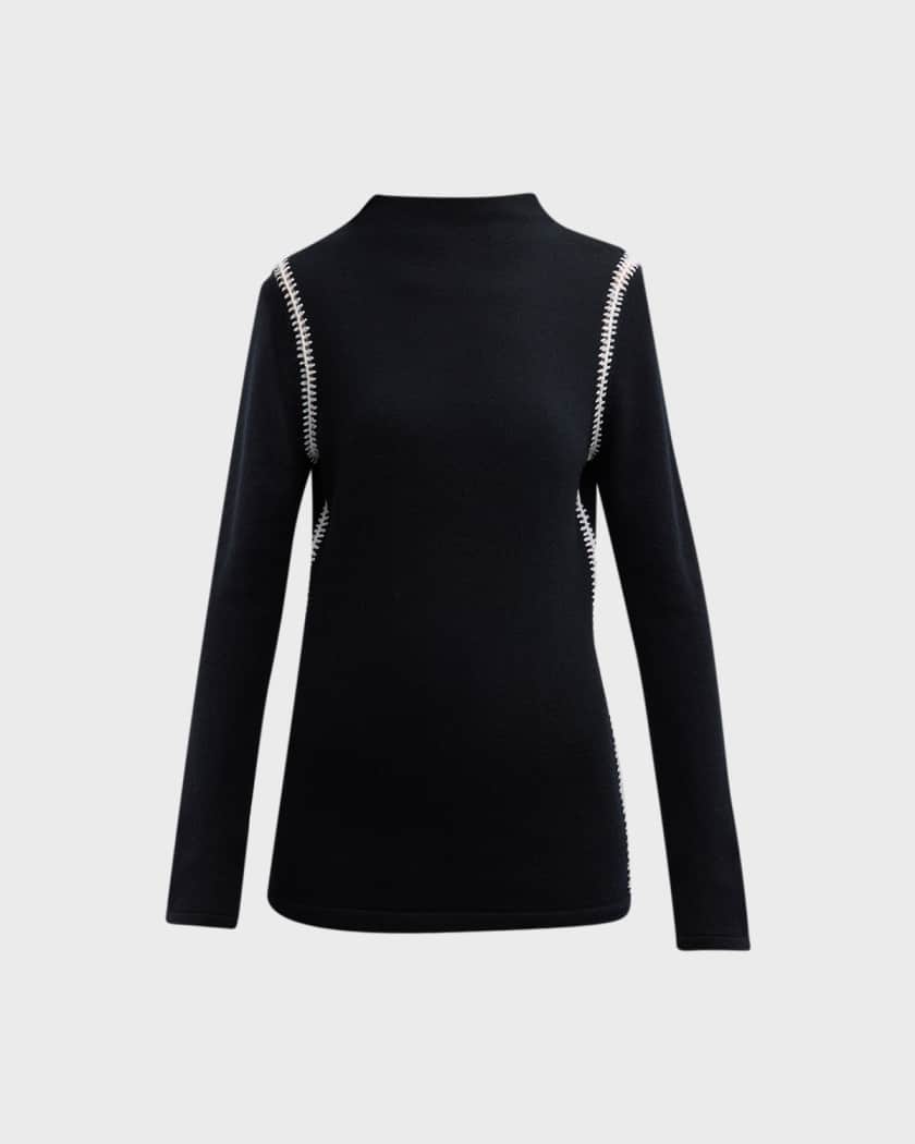 Neiman Marcus Cashmere Collection Cashmere Mock Neck Sweater with