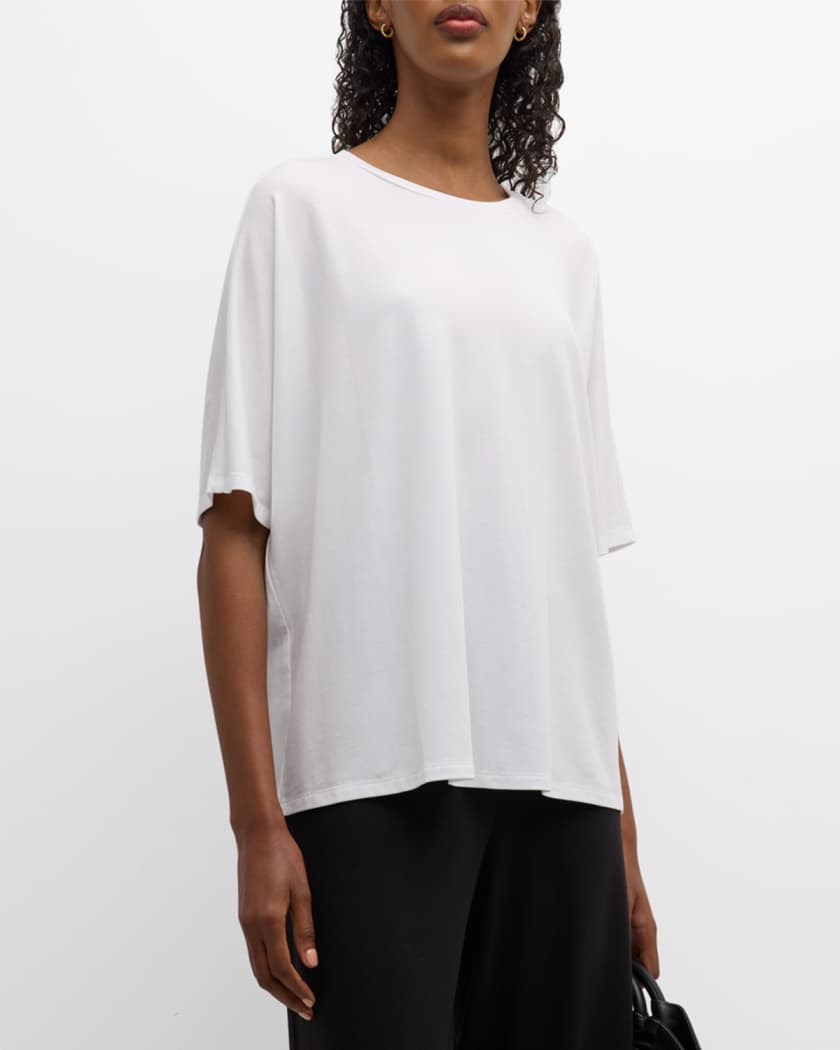 Eileen Fisher Missy Stretch Knit Crewneck T Shirt Neiman Marcus
