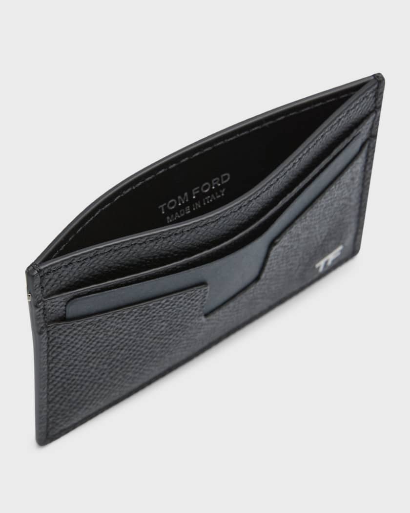 Grainy Leather TB Money Clip Card Case in Black - Men | Burberry® Official