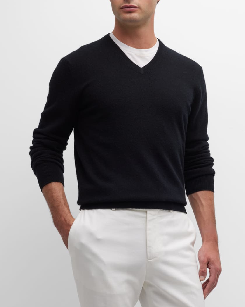 MEN'S CASHMERE V NECK LONG SLEEVE SWEATER