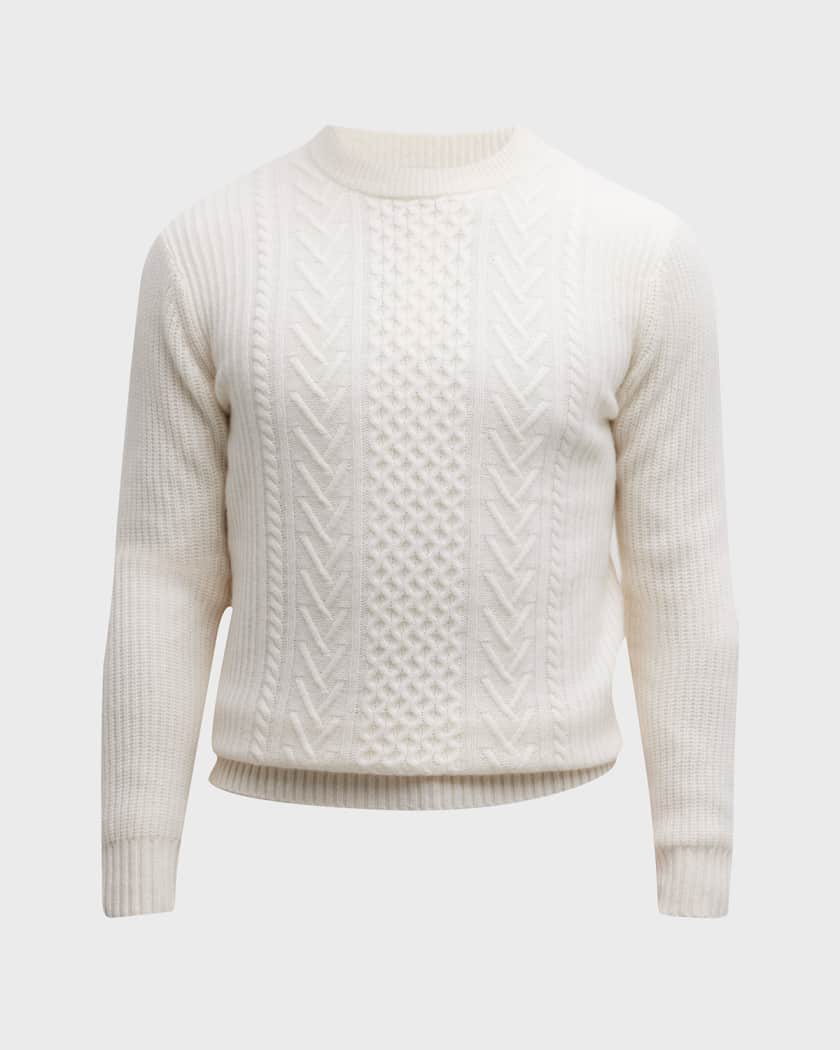 cable wool cashmere crewneck sweater