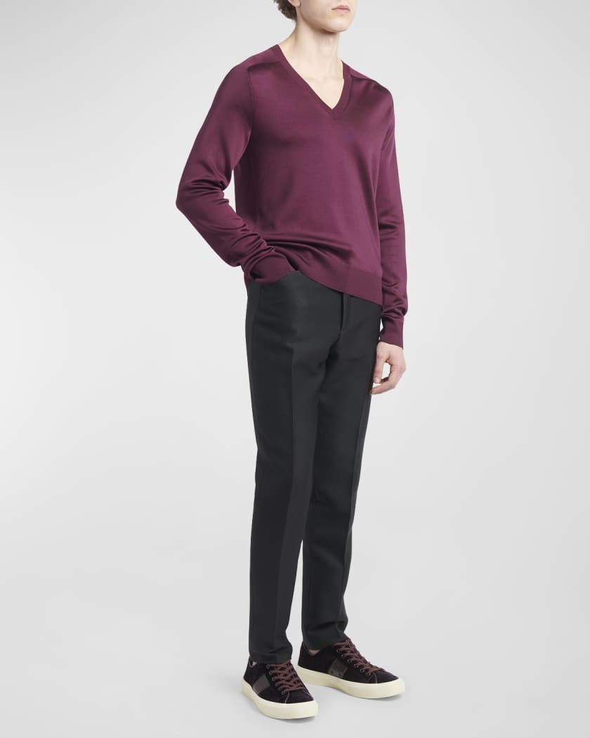 TOM FORD Men's Double-Face Silk V-Neck Sweater | Neiman Marcus