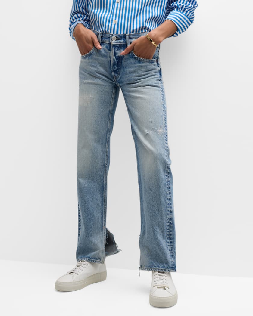 MOUSSY VINTAGE Bostonia Straight Low-Rise Split Hem Jeans | Neiman